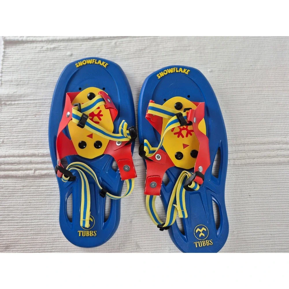 Tubbs Snowflake Kids Snowshoes Blue Red Yellow Adjustable Straps‎ 13.5 Inch
